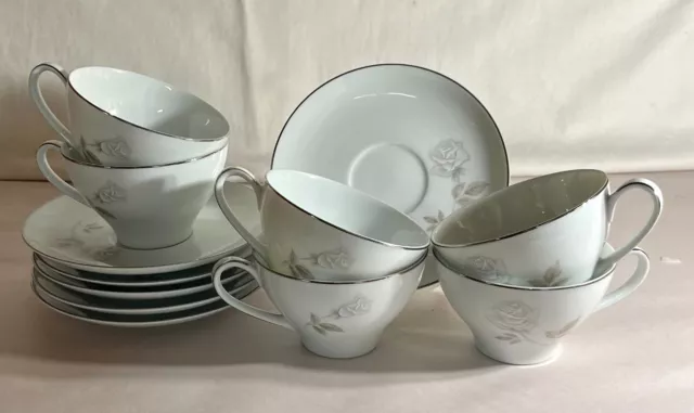 6 Noritake Rosay Cups And Saucers