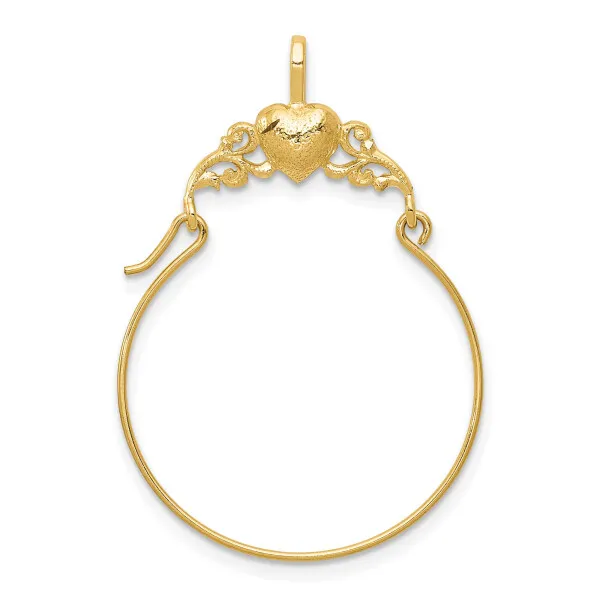 14k Yellow Gold Necklace Charm Holder Pendant EUC Not Scrap