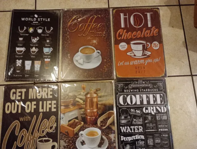 6 x  METAL SIGNS Job lot. A4 size 30 x 2O cms Home Bar PROP . Clear out all new