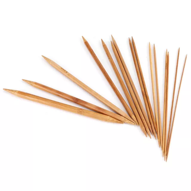 Bamboo Knitting Needles Smooth Double Pointed Set 15 Sizes from 2mm to 10mm