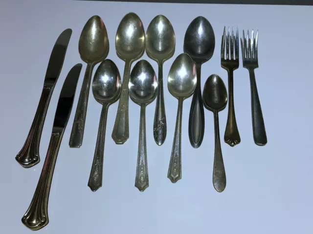 Lot 12  VINTAGE Silver plated SILVERWARE Mixed Lot Assorted pieces Upcycle