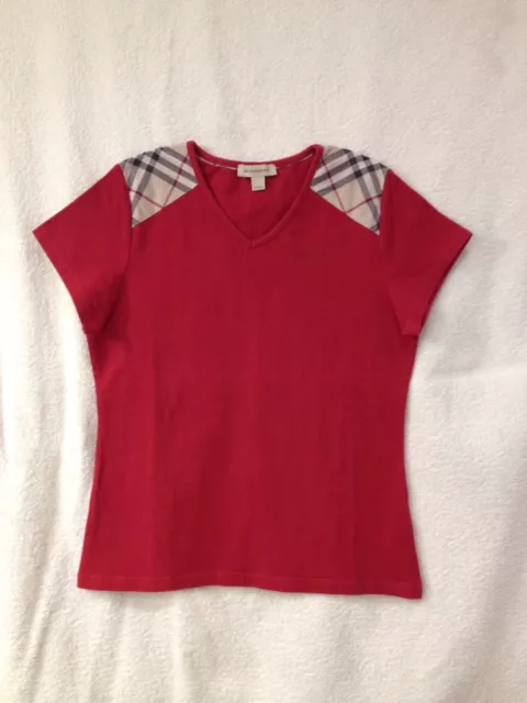 Burberry T-Shirt Tg 12 Anni 152 Cm Rossa E Nova Check Originale