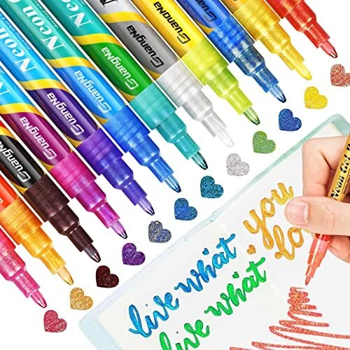LUZOON Super Marqueurs Métalliques Stylo 12 Couleurs Métalliques Ecrire sur p...