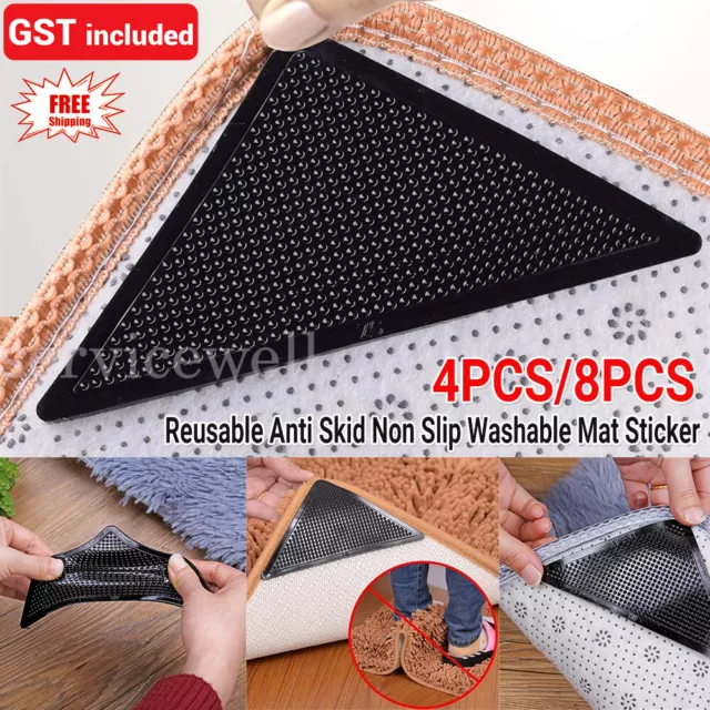 4/8Pcs Rug Grippers Non Slip Reusable Carpet Mat Gripper Anti Skid Washable Grip