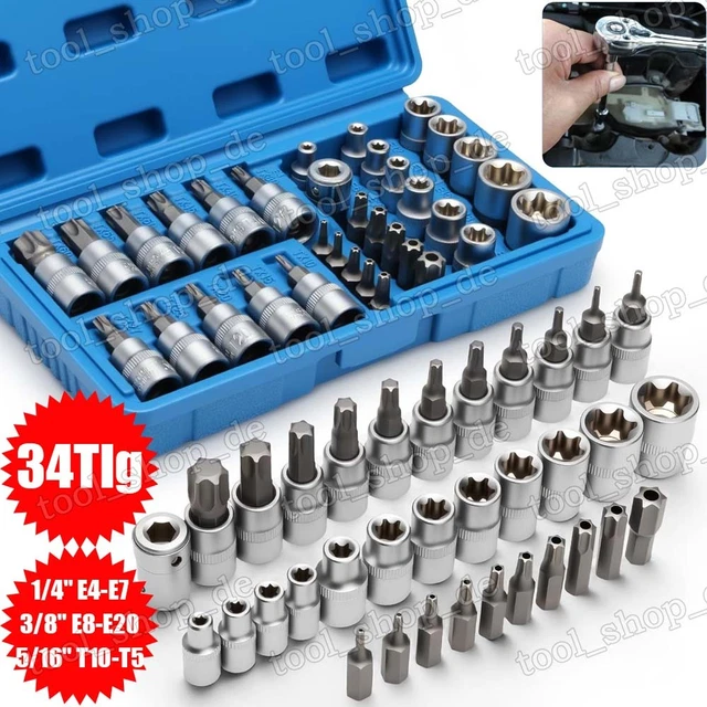 10-teilige Gelenkeinsätze Für 1/4" Antrieb – Chrom-Vanadium-Stahl, 6-kant, Größen 5–13 Mm, Mit Klemmleiste