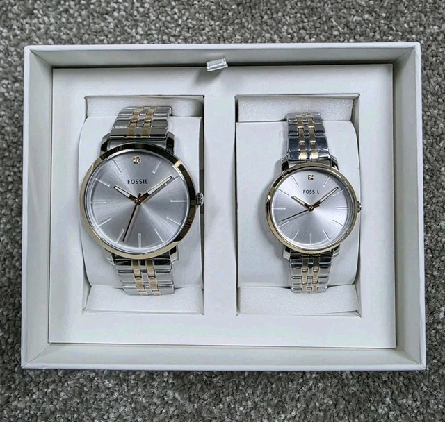 FOSSIL HIS AND Her Lux Luther Three-Hand Two-Tone BQ2467SET