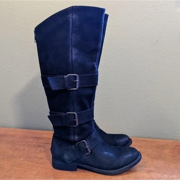Steve Madden Black Scalone Suede Tall Boot Size 6