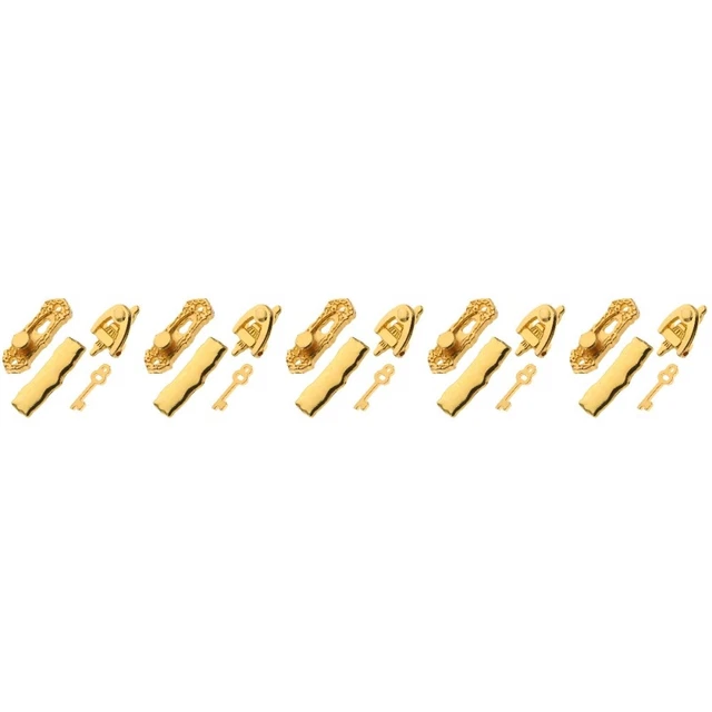 5 SETS DOLLHOUSE Doorplate 1/12 Scale Lock Miniature and Key £16.59