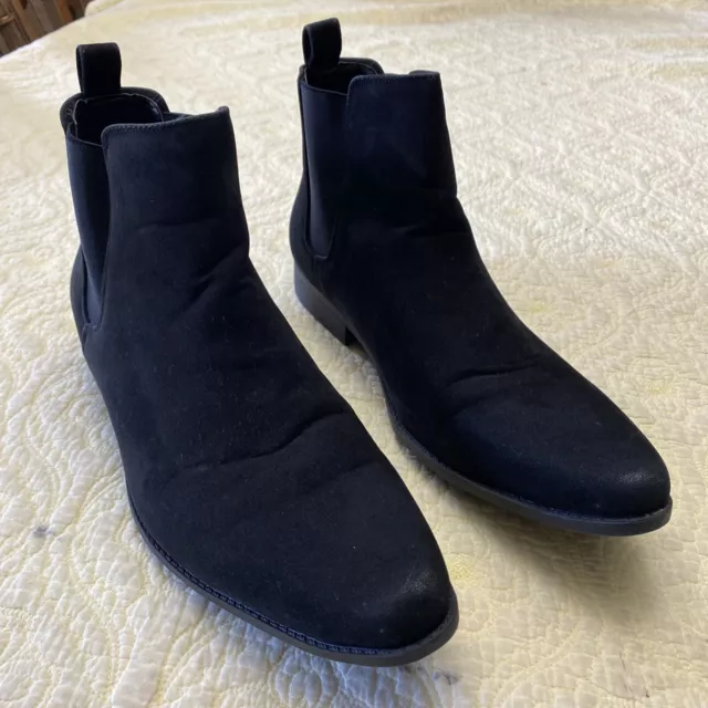 ASOS Men's Size 10 Slip On Chelsea Ankle Boots Suede Leather Chukka Black