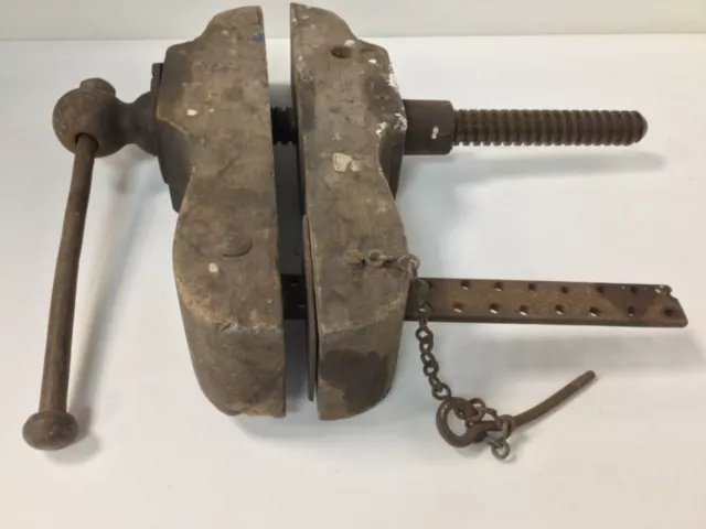 Vintage workshop wooden cramping vice