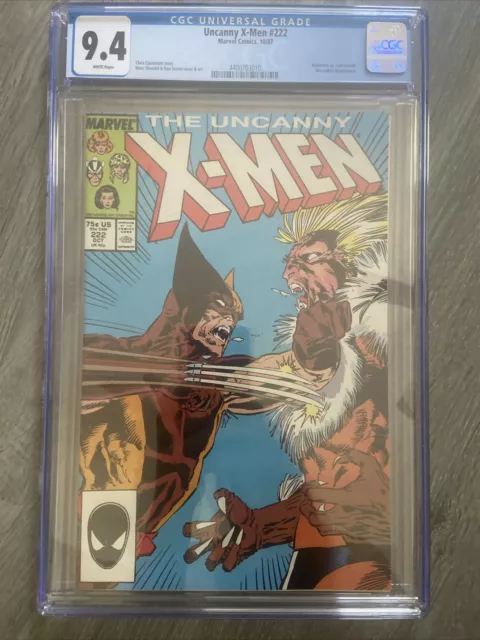 Uncanny X-Men #222  CGC 9.4 NM - 1987 CLASSIC WOLVERINE VS SABRETOOTH COVER !!!
