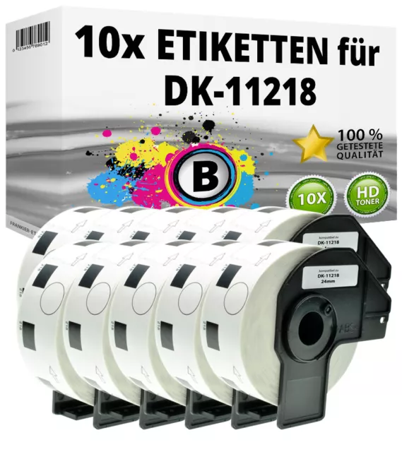 10x Etiketten kompatibel Brother P-Touch QL 1050 1060 500 550 570 650 700 710