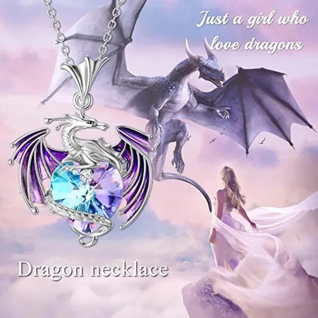 Good Luck Dragon Natural Crystal Charm Pendant Necklace Women Fashion Jewellery