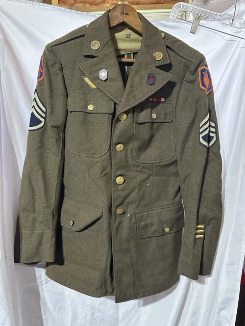 VTG WWII US ARMY UNIFORM DRESS COAT 98th Inf Div 36R - READ £88.69 ...