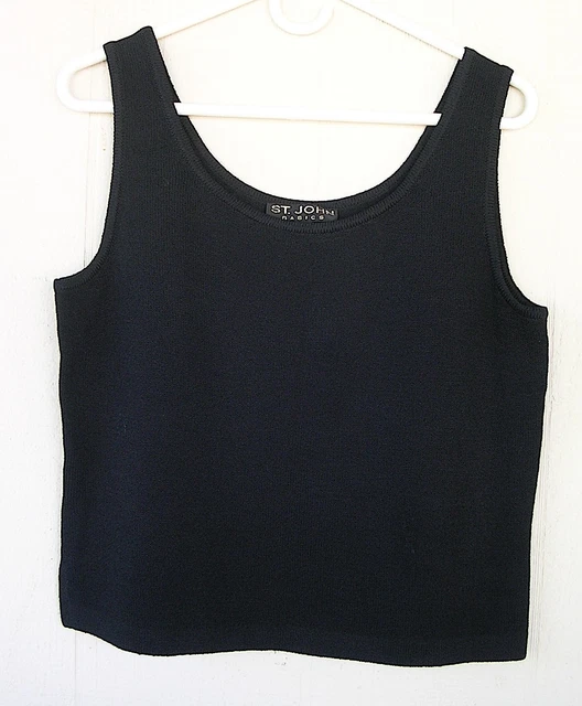ST. JOHN Basics Tank Top Scoop Neck Black Santana Knit Size S ST. JOHN Basics Tank Top Scoop Neck Black Santana Knit Size S