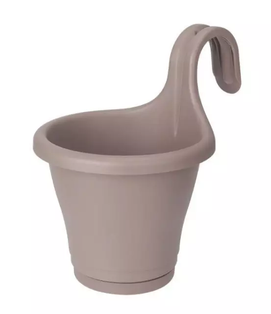 Elho Corsica Easy Hanger Single Flower Garden Plant Pot Taupe