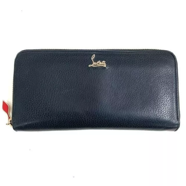 Christian Louboutin Paloma Panettone Round Zipper Long Wallet Black Leather Used