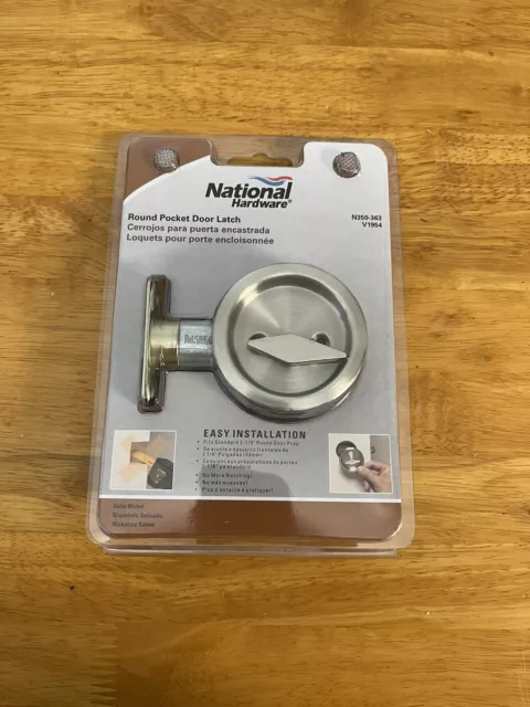 National Hardware Satin Nickel Round Pocket Door Latch N350-363 V 1954