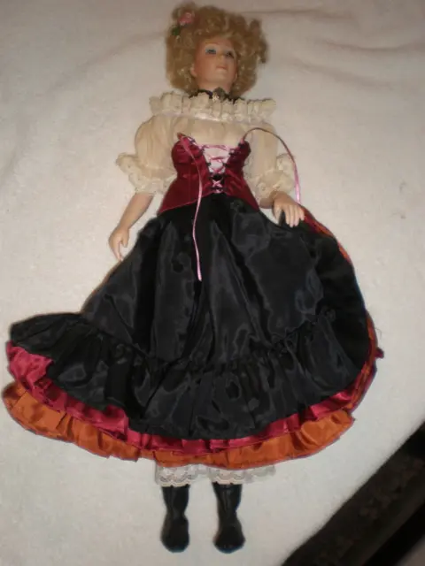 22" Porcelain Doll "Old West Bar Maid"? Layered Dress Outfit Very Nice!