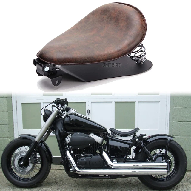 Bobber Solo Seat With Springs For Honda Shadow VT1100 VT750 - Black Leather Spring Seat