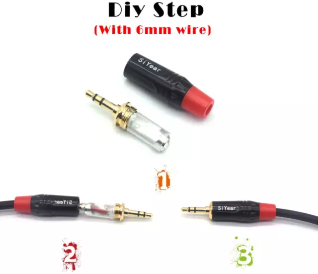 SiYear 3-Pole 3.5mm Stereo Headphone Jack Male Plug Repair  Solder Adapter, 3.5m 3