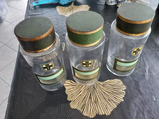 Lot de 3 ancien pot à pharmacie verre soufflé fin XIXeme