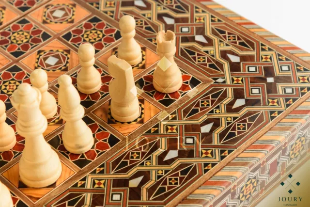 Large Wooden Backgammon/ Chess set inlay with pearl Handmade/ quarantine & chill