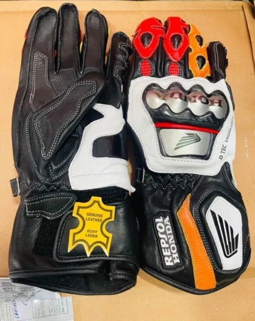 Honda REPSOL MotoGP Motorbike Racing Leather Gloves Available in All Sizes