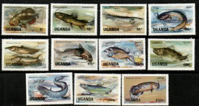 Fish > Uganda 1985 Lake Fish Mint Nh Set 11  [#4697]