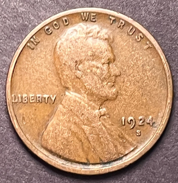 1924 S Lincoln Wheat Penny, VG+ Condition Cent
