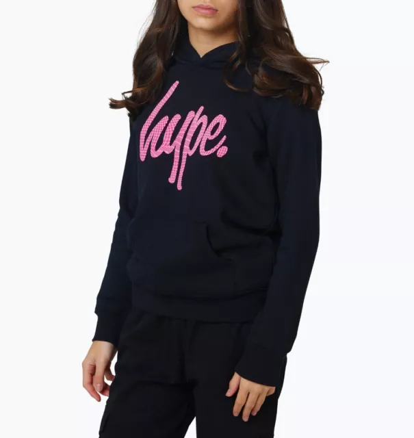 HYPE Girls Hoodie - Black Wave Script - Aged 11-12 Years - BNWT - RRP £35