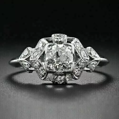 2.52 CT Round cut CZ Art deco style wedding & Engagement Ring in 925 Silver