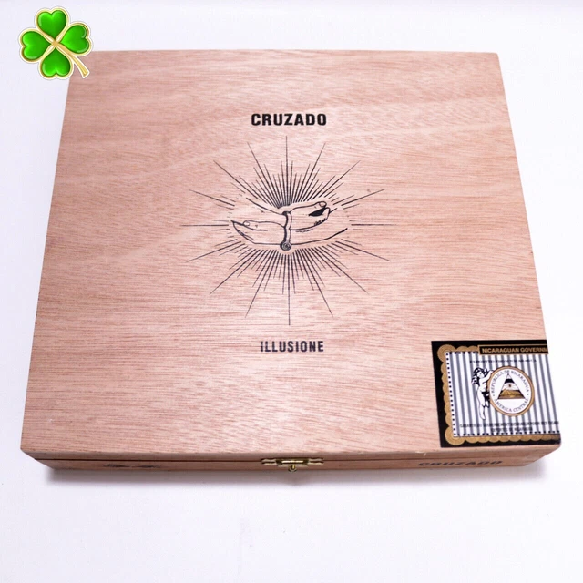 Illusione | Cruzado Churchill Wood Cigar Box Empty - 8.5" x 7.75" x 1.75"