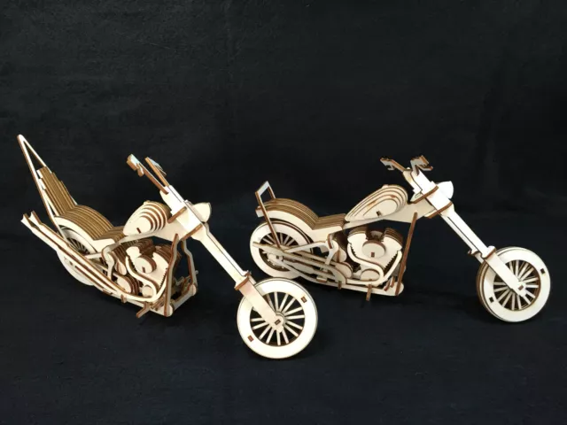 Laser Cut Wooden Easy Rider Harley Chopper Motorcycles 3D Model/Puzzle Kit