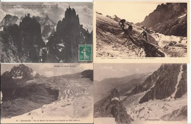 Lot de 4 cartes postales anciennes old postcards CHAMONIX MONT-BLANC 7