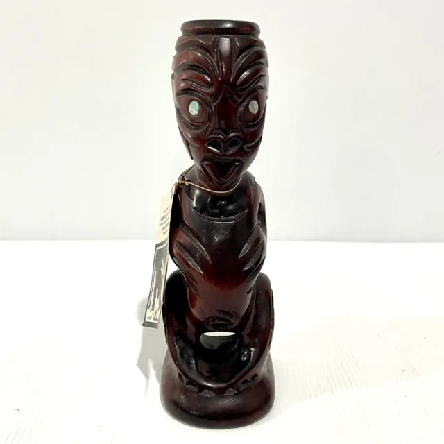 Vintage New Zealand Carved Wood Tiki Figure Carve Craft Hepa Gibbons - With Tag