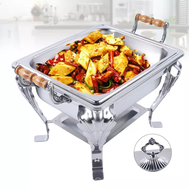 4Pcs Chafing Dish Food Container STAINLESS STEEL Hot Holding Food Warming Trays