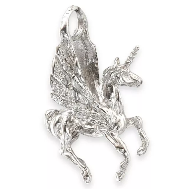 Solid Sterling Silver Heavy Quality UNICORN Pendant (Handmade UK)