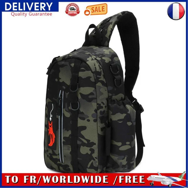 Fishing Bag Lure Shoulder Backpack Tackle Carry Pouch (Dark Camouflage)