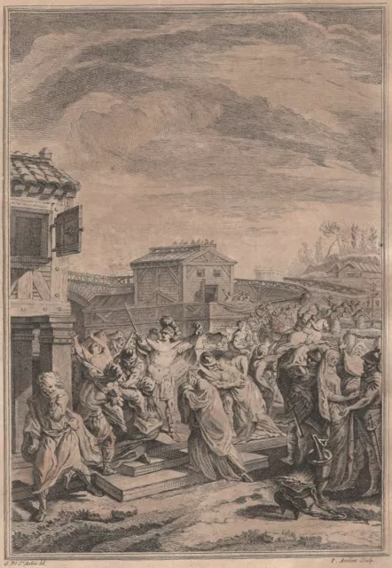 Enlèvement Sabines Rome Antiquité Romaine gravure XVIIIe Gabriel de Saint Aubin