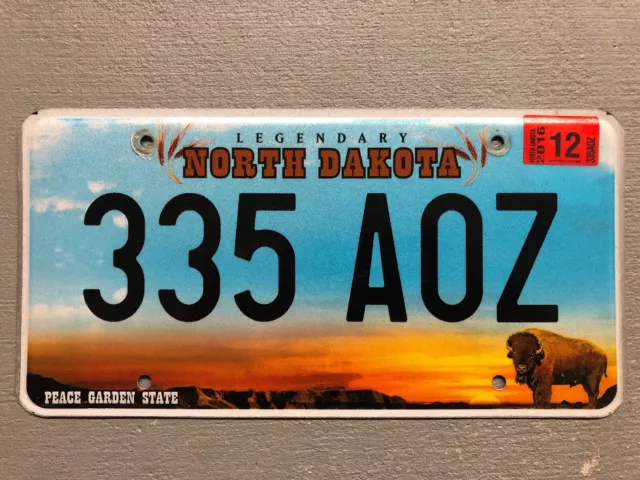 North Dakota License Plate Legendary/Buffalo Random Letters/Numbers Nice!!!