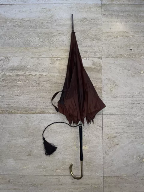 Vintage L.U. Company USA Umbrella Maroon Nylon Personal Portable