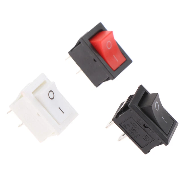 10 pz 2Pin 21X15mm Interruttore a bilanciere 6A/250VAC ON-OFF