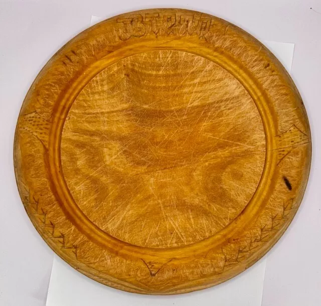Vintage Hand Carved Bread Chopping Board Solid Wood Kitchenalia Wheatsheaf