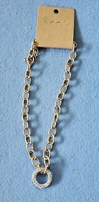 Designer Gold Round Link w/Made With Swarovski Crystal Necklace NWT