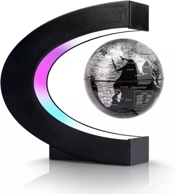 Magnetic Levitation Floating Globe, Levitating C Shape Globe with LED Lights for