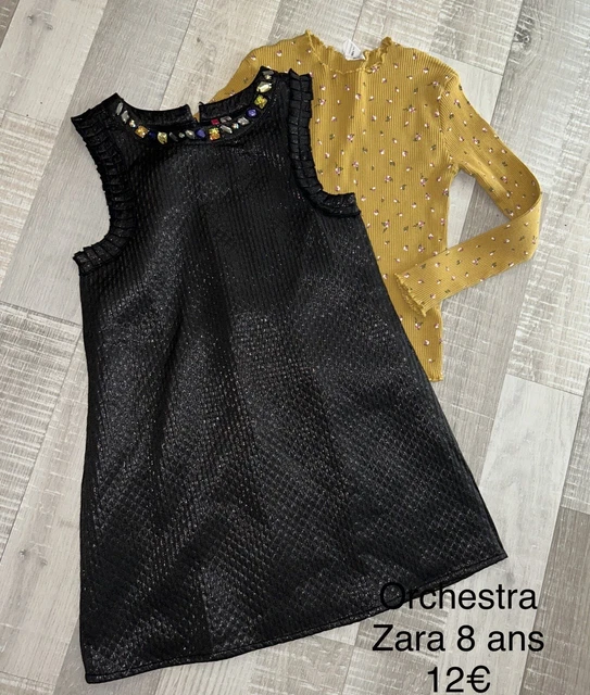 Orchestra ZARA  8 Ans Fille : : Robe CHASUBLE NOIRE + SOUS PULL JAUNE HIVER  TBE