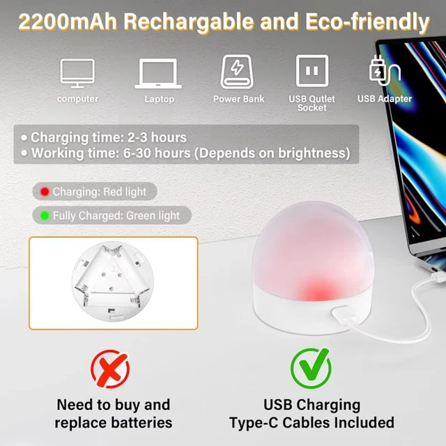 Remote Operated Button E12 RECHARGEABLE LIGHT Bulbs with Remote 2200mAh Battery Operated ...