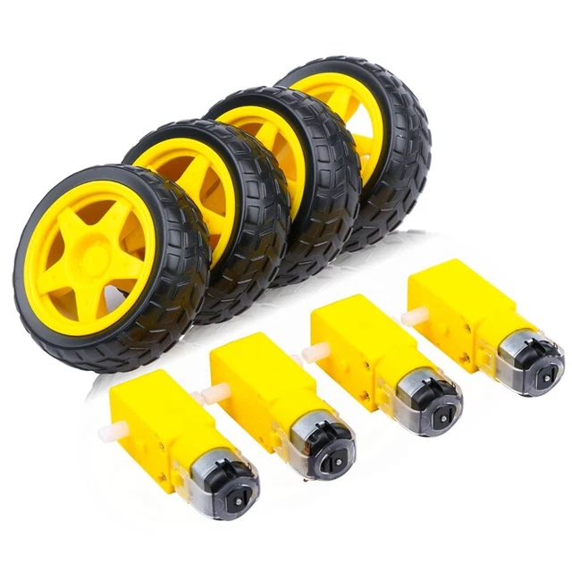 4PCS DC Electric Motor + Plastic TT Motor Tire Wheel Dual Shaft Gear Motor  I6G4