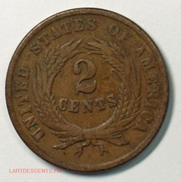 US 1864 shield two Cent copper large motto, lartdesgents (USA) p1193/22